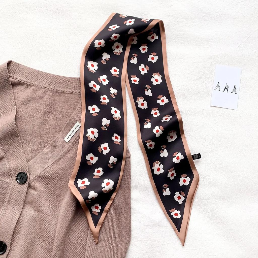 Fashion Print Hair Ribbon Scarf Women Neck Tie Bag Scarfs Satin Silk Skinny Headscarves Ladies Foulard Floral Bands 2026 New