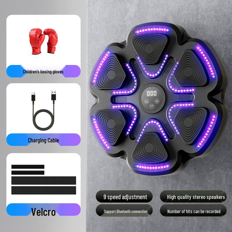 Bluetooth Smart Music Boxing Target Wall with Light-up Features and Gloves for Stress Relief and Fitness