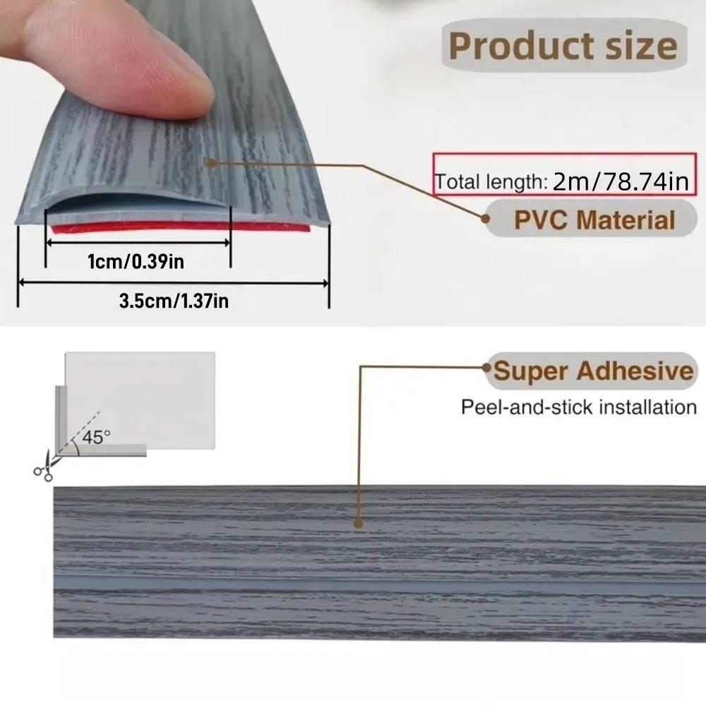 1pc 78.74in 3.5cmX1cm Carpet Edge Trim Strip Self Adhesive Flexible Floor Transition Strip Cuttable Waterproof Cover Household
