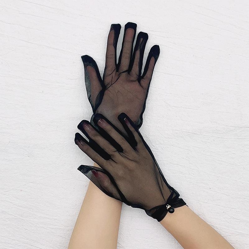 Summer Simple Sunscreen Mesh Lace Thin Pearl Gloves Wedding Dress Veil Accessories Gloves