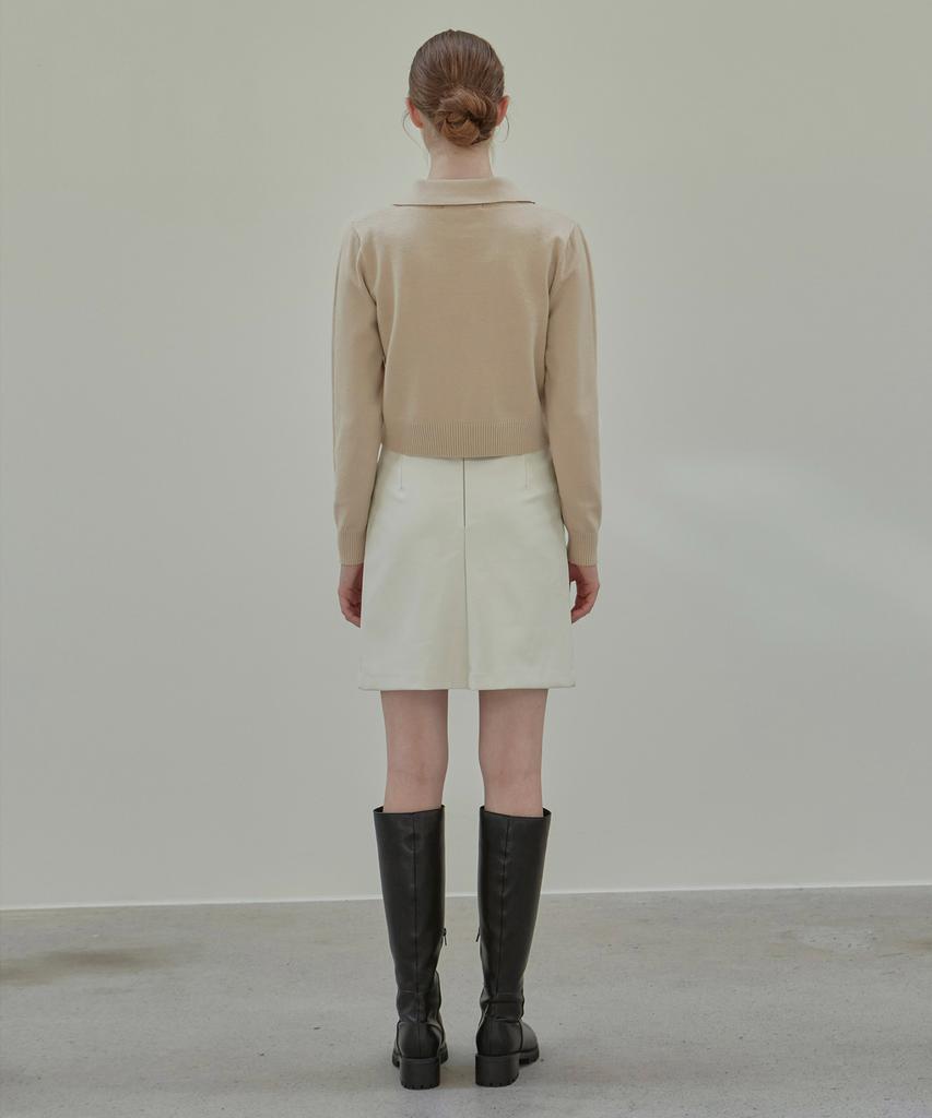 Nigaennikol Leather Mini Skirt_Ivory