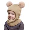 Pompom Baby Winter Hat Scarf One-piece Kids Knitted Beanie Warm Ears Neck Children Bonnet Infant Cap for Girls Boys 1-5Y