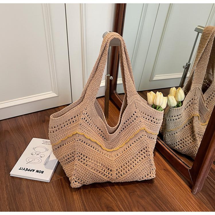 Woven Shoulder Bag Hand-woven Niche Hollow Tote Bag Commuter Shoulder Seaside Vacation Women's Bag