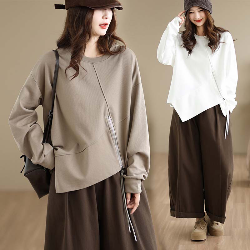 DIMANAF 2026 Plus Size Autumn Women T-Shirts Tunic Shirt Oversize Loose Pullover Casual Lady Tops Cotton