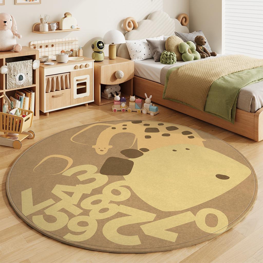 Cartoon Stijl Slaapkamer Decor Rond Tapijt Pluizig Zacht Kinder Vloermat Dierlijke Patronen Tapijten voor Woonkamer Dik Pluche Tapijt