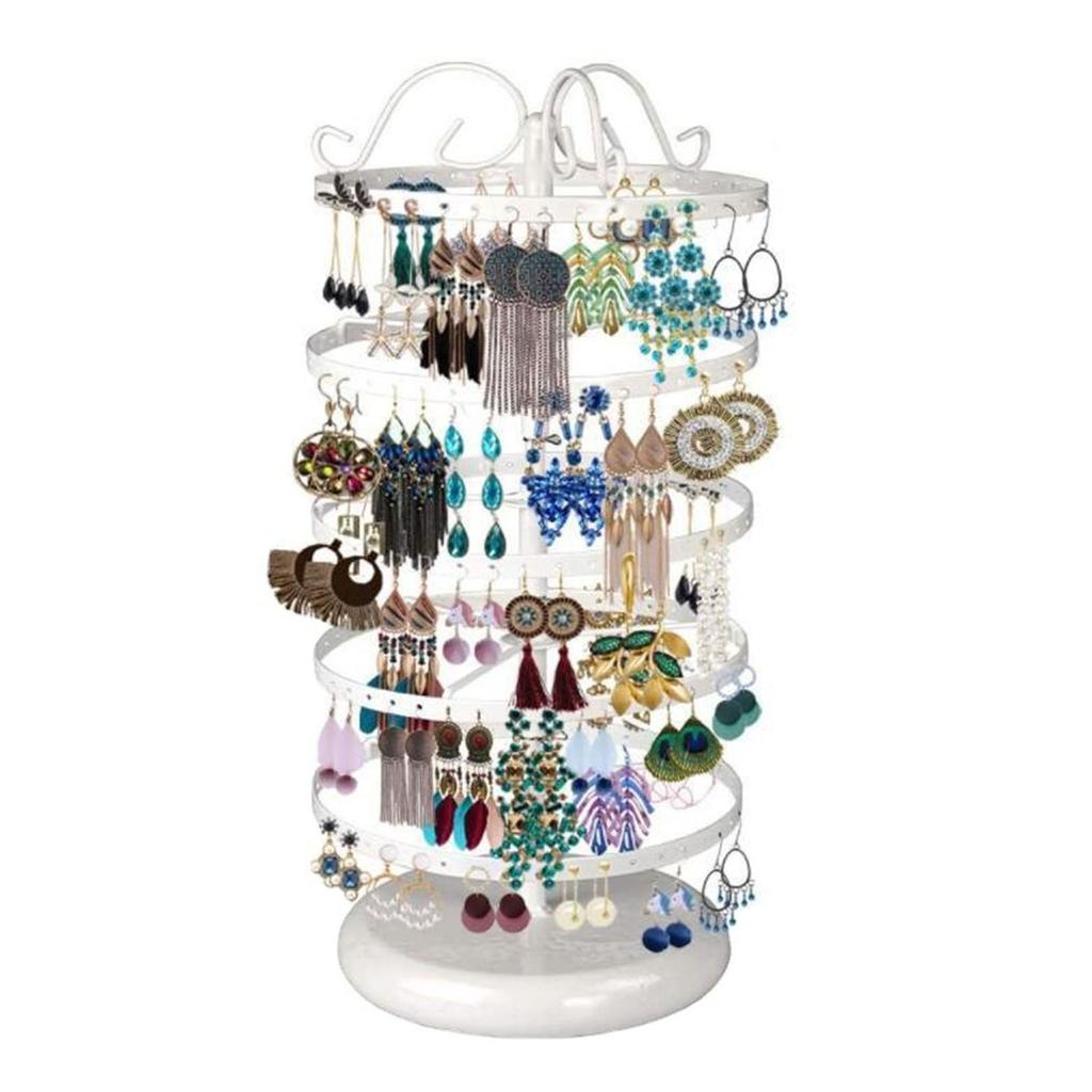 5 Tiers Rotating Jewelry Display Stand 220 Holes Earring Storage Stand Organizer