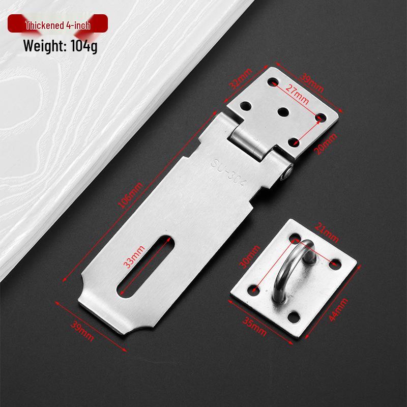 304 Stainless Steel Anti-theft Lock Plate for Cabinets and Drawers, Thickened 2.0, Old-fashioned Style Door Hasp and Staple Padlock.