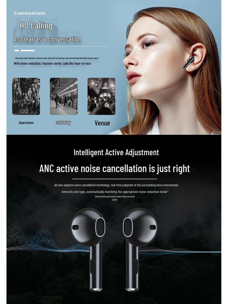 Cross-border Semi-in-Ear Bluetooth 5.3 Noise-Cancelling Gaming Earbuds