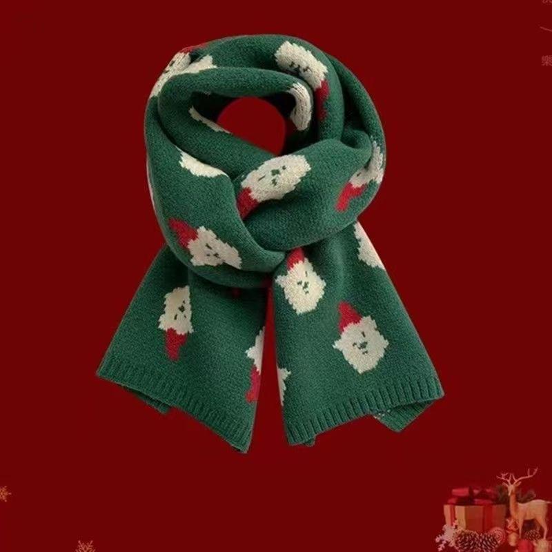 Versatile Christmas Tree Red Knitted Scarf Women'S Match Christmas Gifts Autumn Winter Warm Neck Protection Scarf Green Scarf