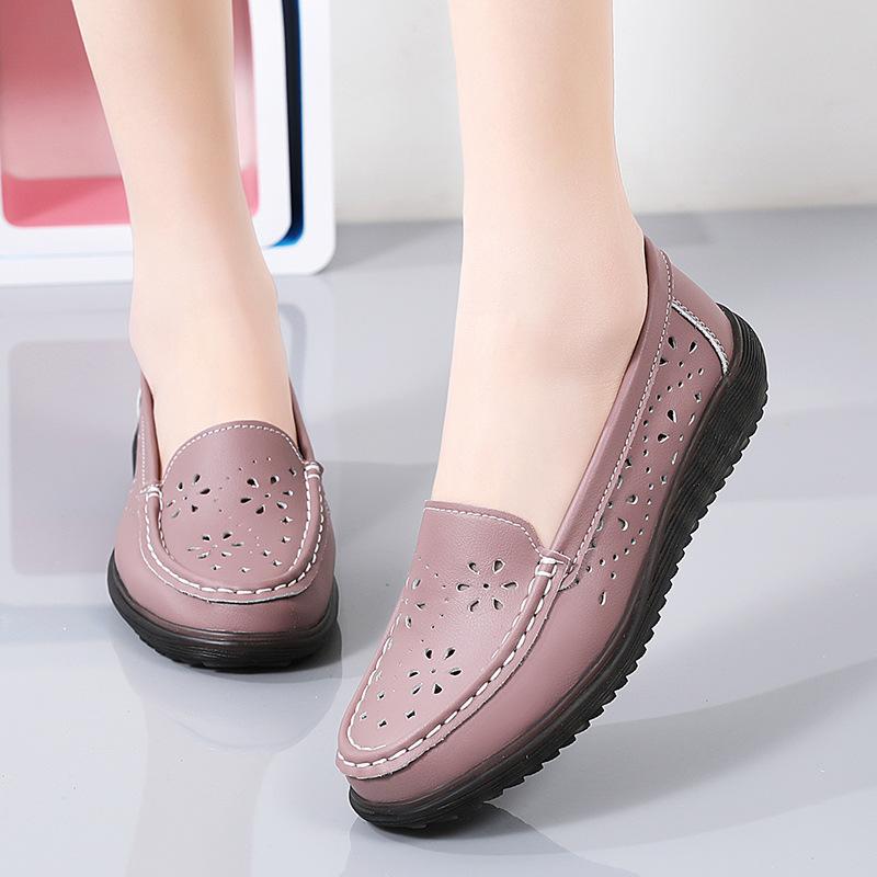Women's Summer Classic Comfort Penny Loafers Casual Cut Out Slip-On Lightweight Walking Flats Hollow Driving Work Business Mocs Boat Shoes for Women