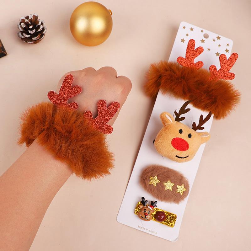 Christmas Kids Gifts Hair Clips Hairpin Brooch Accessories Cartoon Santa Claus Elk Ornaments Christmas New Year Party Decoration