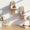 Wall Mounted Storage Rack Wood Color Wall Mounted Candle Storage Rack Suspended Bathroom Storage Rack Living Room Decoration
