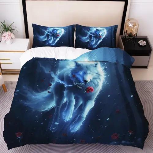 

Wolf Duvet Cover Duvet Cover With Wolf Pattern Suitable For Children Boys Girls And Adults Soft Warm Comfortable And Breathable AU King(245*210cm)3pcs