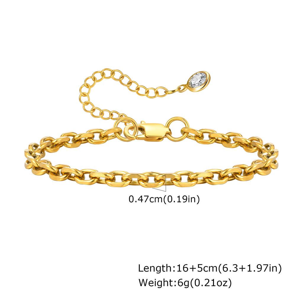 Stainless Steel Corner Chain Bracelet 18K Gold Women'S Accessories Fashion Jewelry 1654