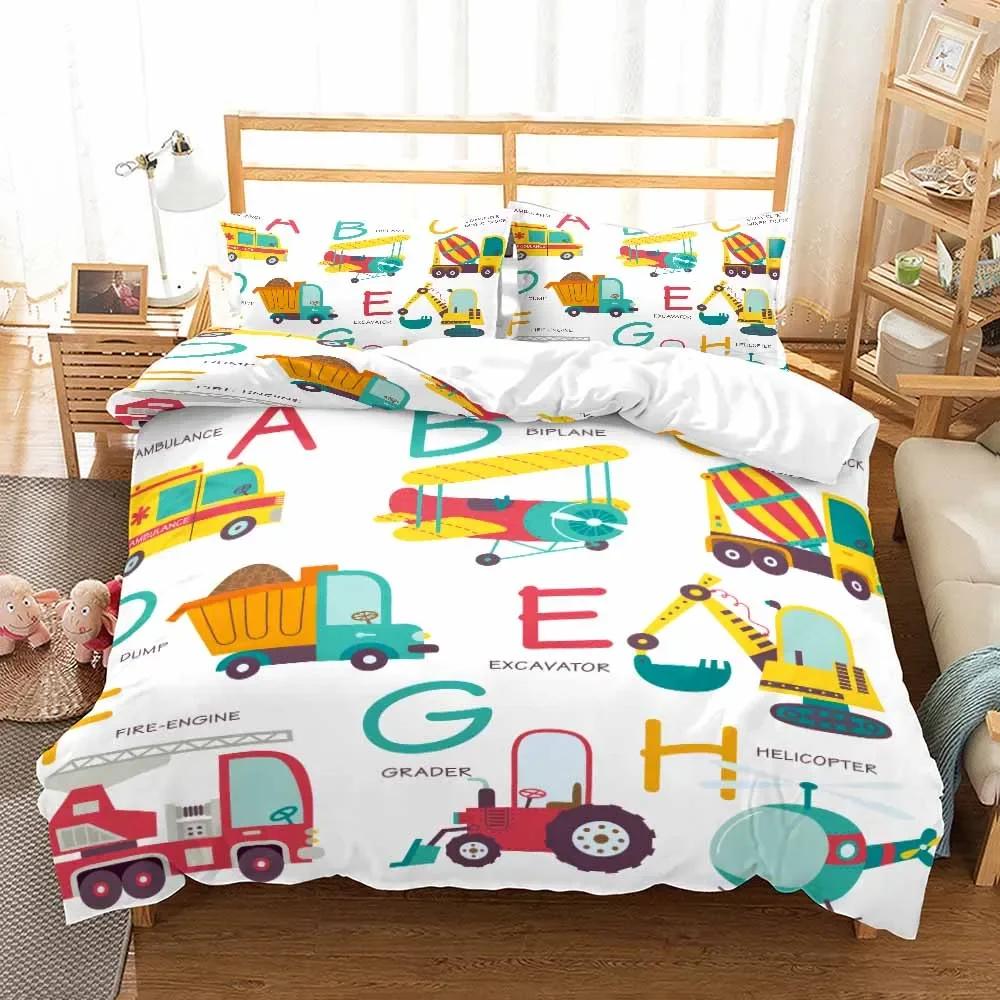 Children Kids Excavator Beding Set Double Single Sized Dimensions Bed Linens for Winter Lovely Carton Soft Duvet Cover Sets Pilowcases 10% High