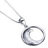 Hot White Orb with White Diamonds Moon Shaped Glossy Circle Pendant Necklace Stylish Simple Necklace