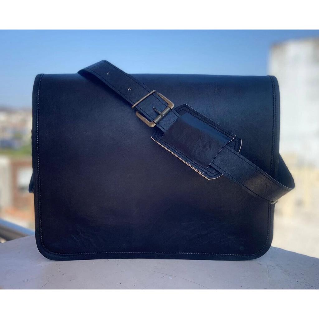 Men's Genuine Vintage Leather" Messenger Laptop Briefcase Satchel Black Bag