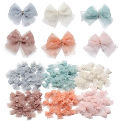 10pcs/lot Mini Mesh Bows Headwear Fresh Cute Color Loose Bow Beads for Craft Handwork Decoration DIY Hairpins Earrings Material