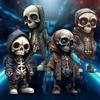 Black Skeleton Figurines Resin Skeleton Doll Cute Skull Statue  Car Instrument Panel