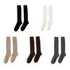 Women Ribbed Knitting Cotton Long Socks Autumn Winter Warm Fashion Solid Color Casual Breathable Knee High Stockings