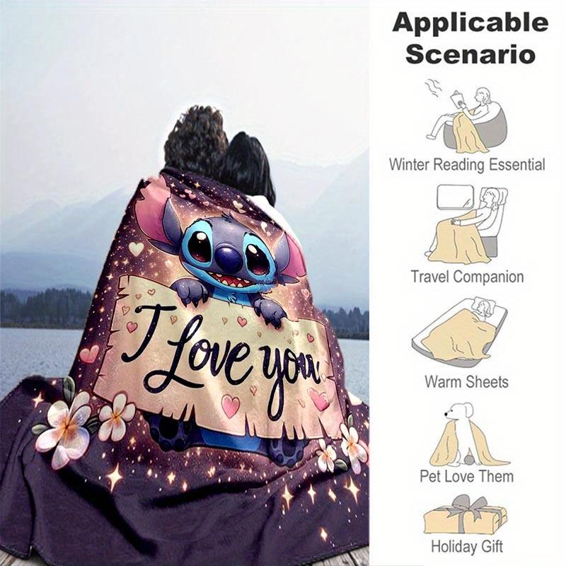 1pc Stitch Printing Blanket - Soft, All-Season Throw for Office Blanket, Personalized Gift with Adorable Cartoon Design