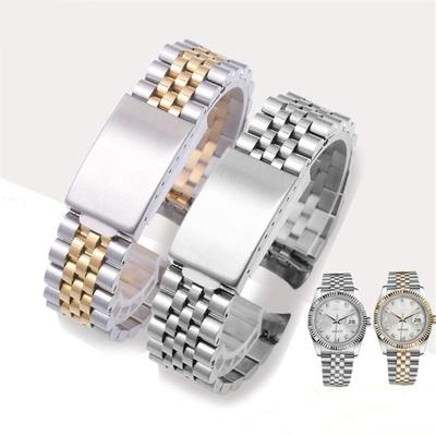 Classic 13mm 17mm 20mm Curved End Silver Gold Stainless Steel Watchband Fit for RX Date-Just –Solid Links Jubilee Bracelet