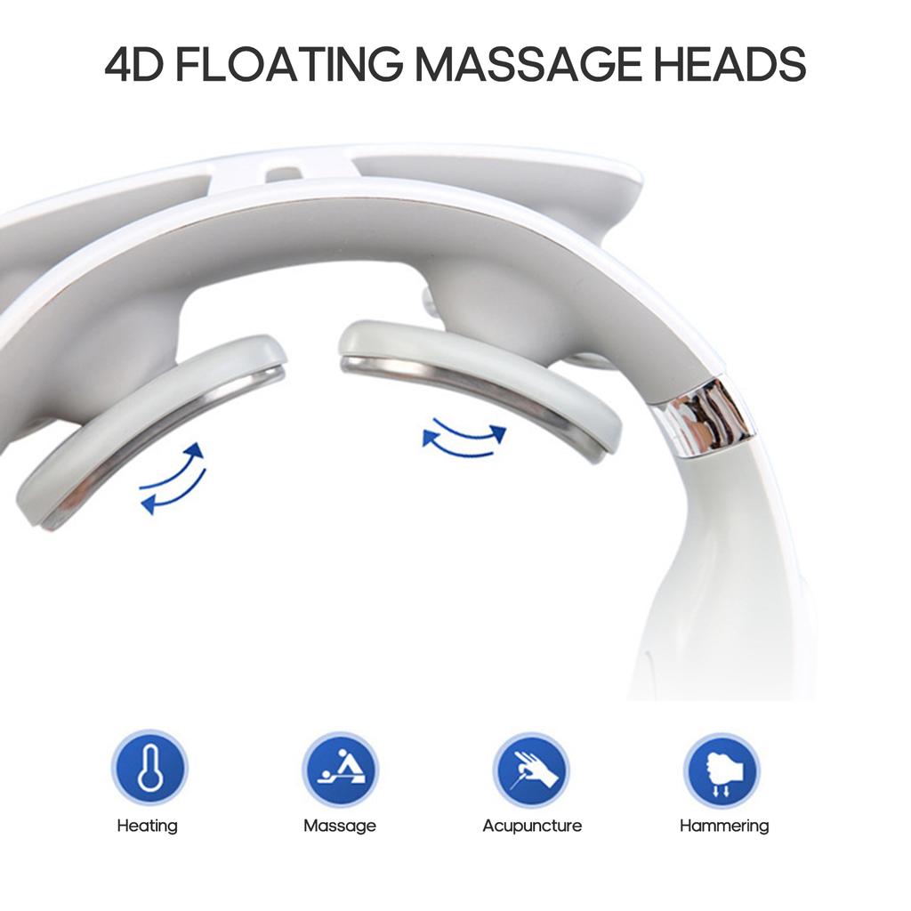 4-Head Cervical Spine Massager Strength Adjustment USB Rechargeable Intelligent Pulse Heating Neck