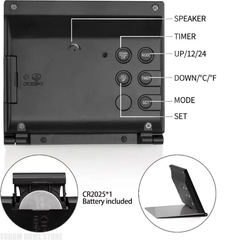 Foldable Backlit Calendar Clock Stylish Snooze Digital Alarm Clock Bedrooms Offices Travel Compact Desk LCD