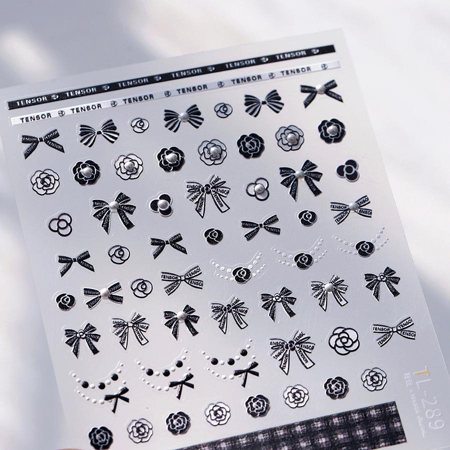 Luxury Black French Curve 5D Nail Art Sticker Asymmetric Artistic Lines Broken Pattern Fragments Self Adhesive Manicure Decal