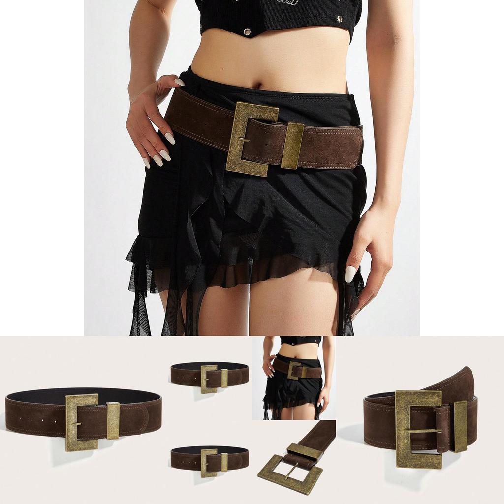 Style Rivet Leather Belt With Alloy Buckle For Street Fashion And Casual Wear