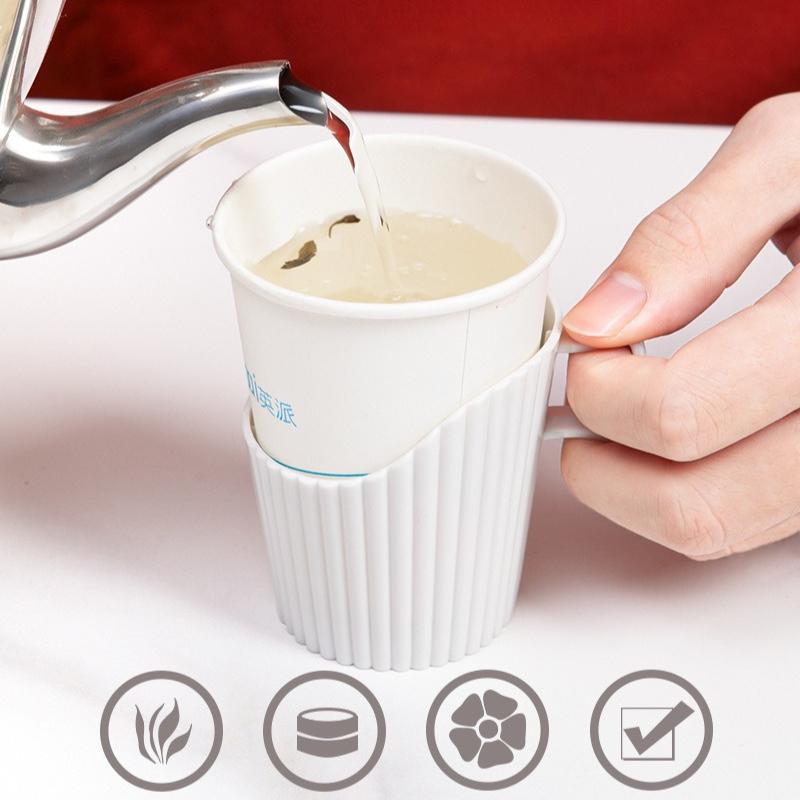 6pcs/Set Disposable Paper Cup Holder Espresso Coffee Antiscalding Multifunctional Multipurpose Office Household Sleeve Cup Cover