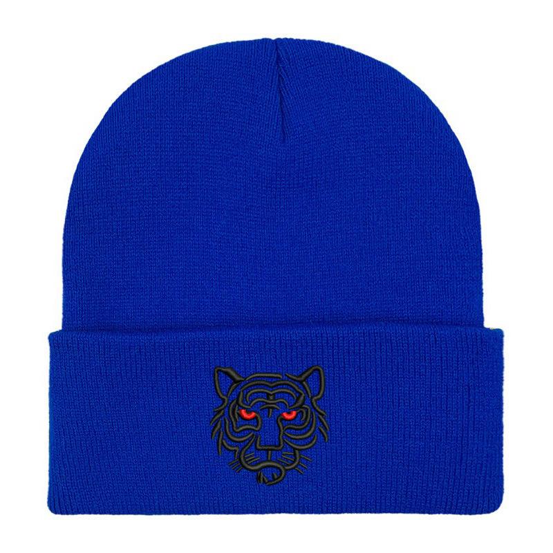 Tiger head embroidered wool knitted hat student outdoor men's and women's autumn and winter thermal hat pullover hat
