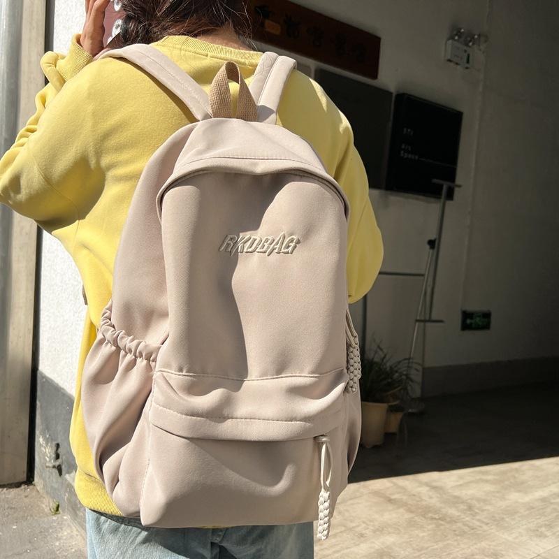 Backpack Female Senior Sense Light Travel Large Capacity Simple Solid Color Backpack Female Campus Junior High School College Student Schoolbag