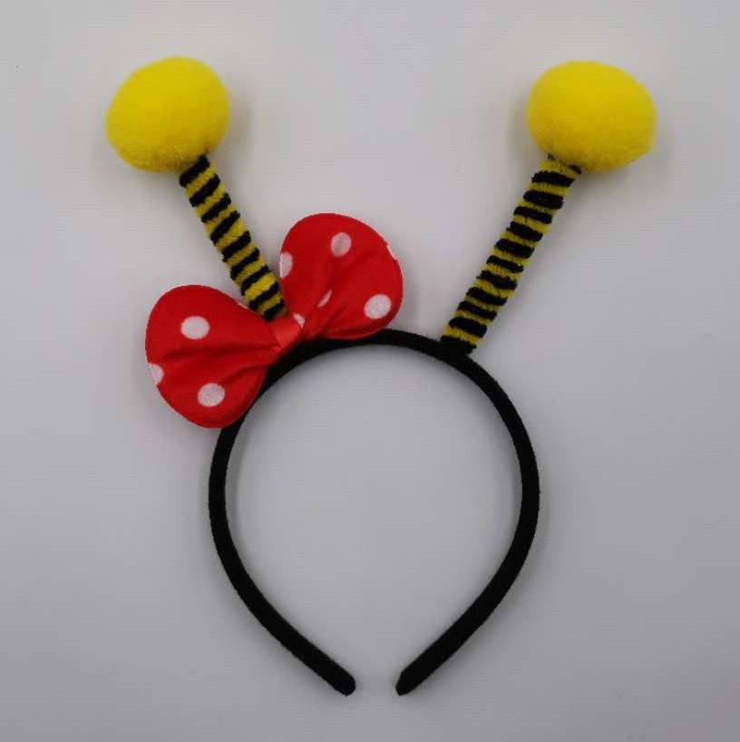 Bee Headband with Fluffy Ball Antennae for Kids & Adults