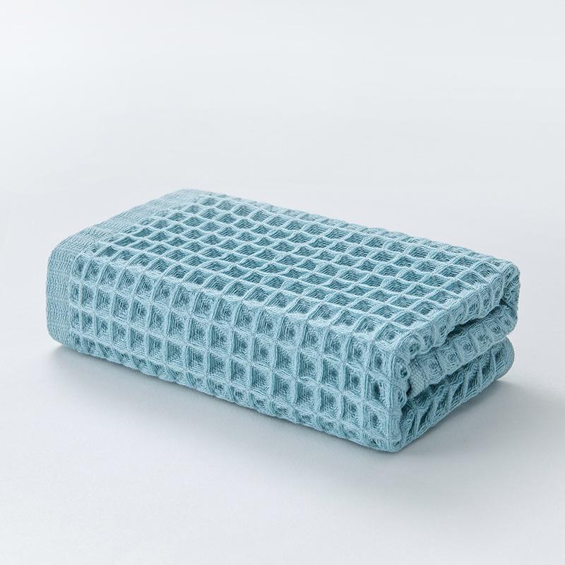 Japanese Style Pure Cotton Waffle Weave Face Towel, Solid Color, 34x74CM, Absorbent & Quick-Drying.