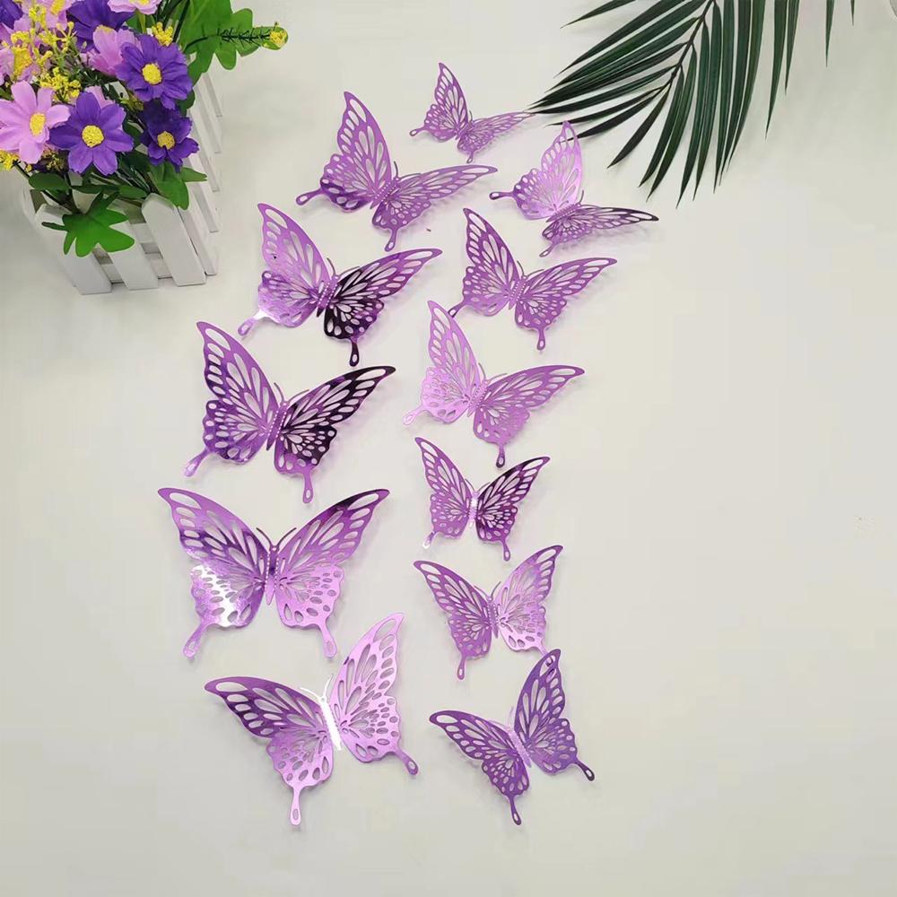 12Pcs/set 3D Hollow Butterfly Wall Stickers Wall Decor For Living Room Wedding Party Butterflies Decal Stickers