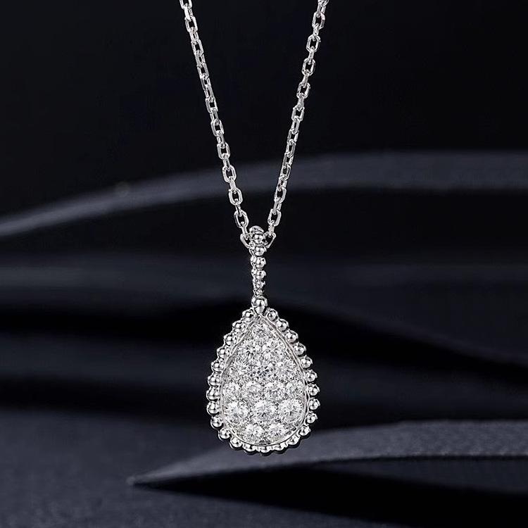 Легкая роскошь, нишевый дизайн, высококлассный кулон в виде бриллианта-капли воды с шариковым краем, универсальное ожерелье в виде капли росы, капли слезы, женское