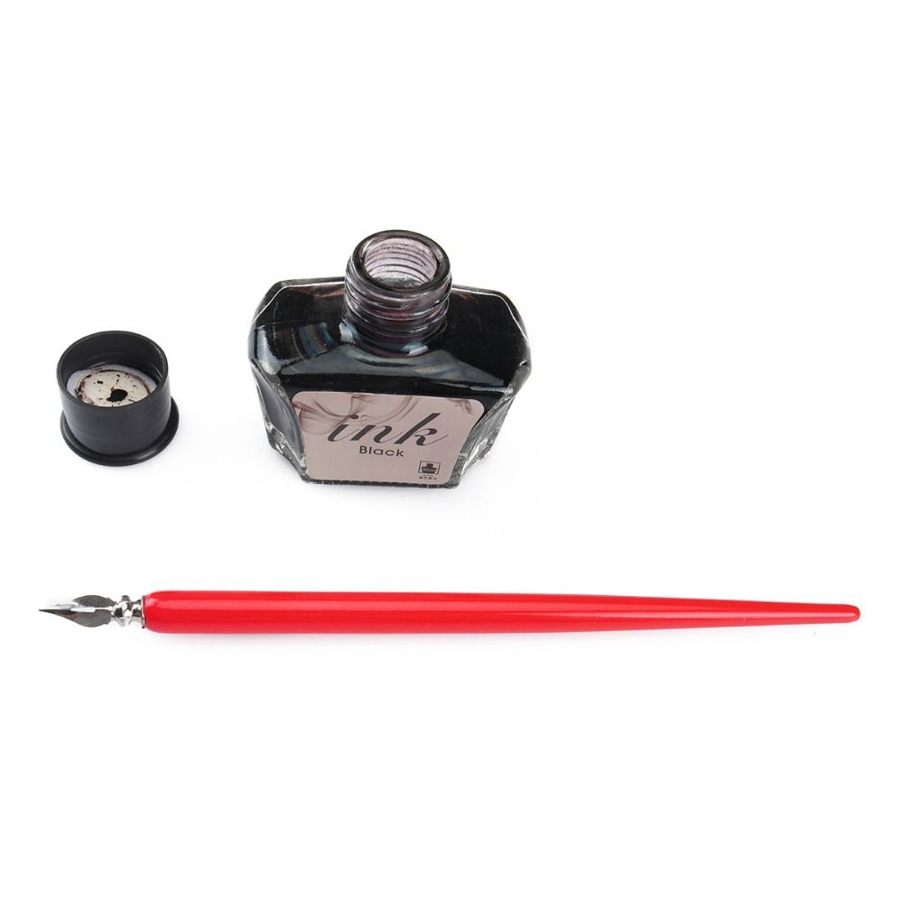 1pcs Stainless Steel Tip Calligraphy Pen Wooden Rod Signature Pen Multi-functional Dip Pen Students
