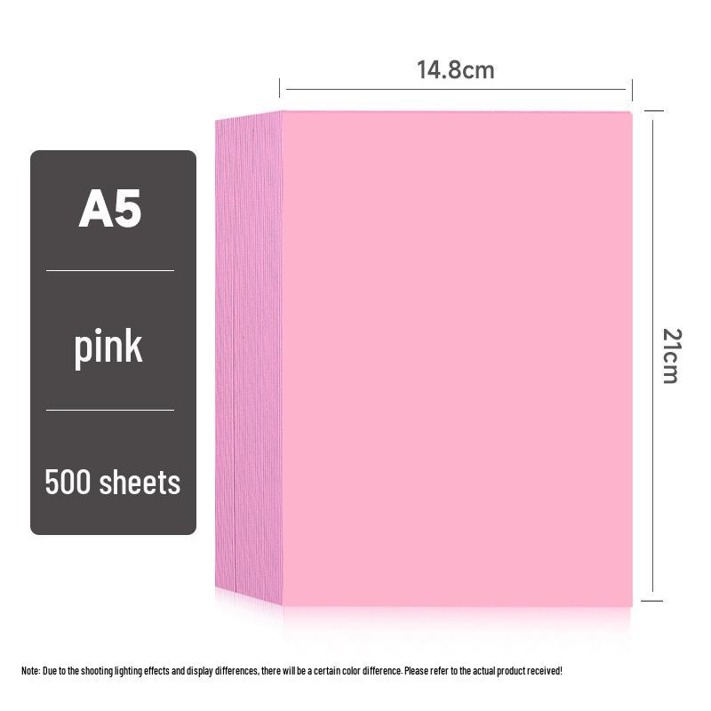 A5 Buntes Druckpapier - 500 Blatt für Basteln, Fotokopien, Kindergarten in Hellrot, Gelb, Pink, Grün