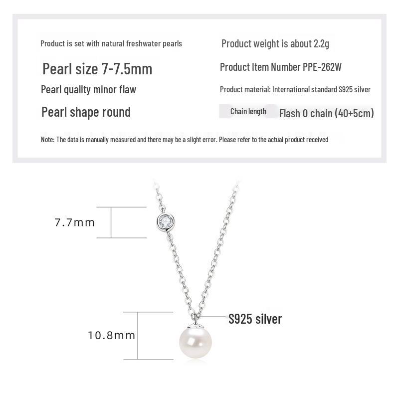Freshwater Pearl & Diamond-Set Silver Pendant Necklace for Women