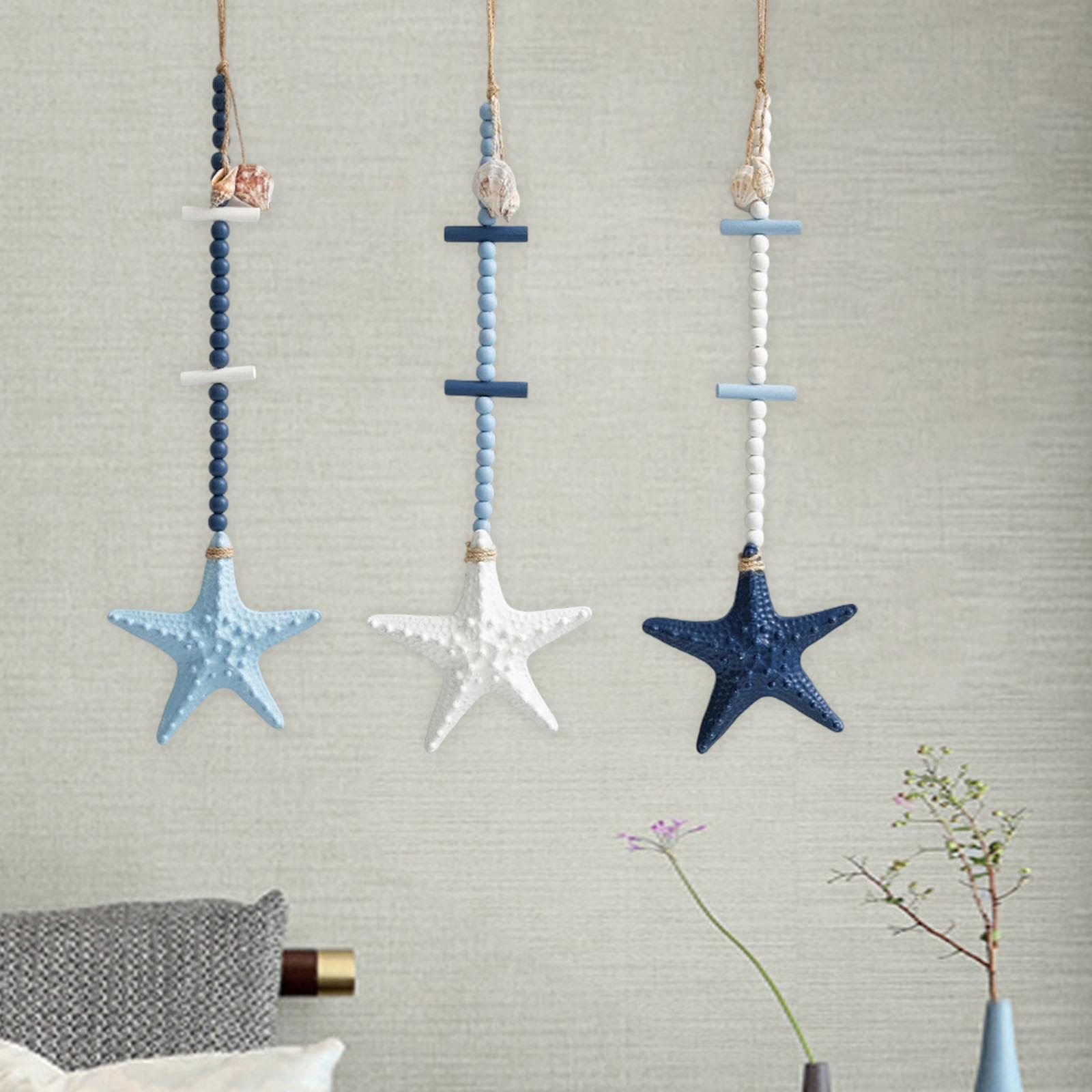 Wooden Starfish Wall Hanging Decor Nautical Decor Boho Wall Art Decor Rustic for Party Favor Living Room Beach Home Bedroom colore blu scuro