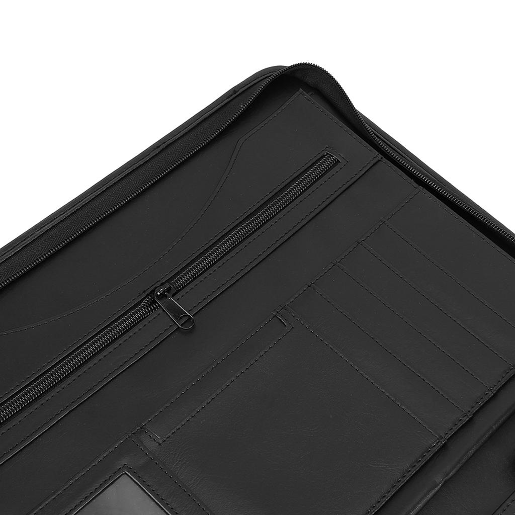 PU  Ed Manager Folder Premium PU Leather Business   Folder, Calculator Holder, Various Pockets for Cards and Documents,   Pad Included,