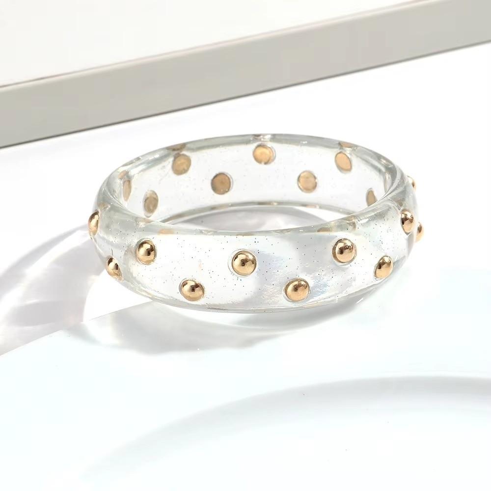 Glitter Metal Studded Bangle Adjustable Statement Bracelet Vintage Wide Bangle Women