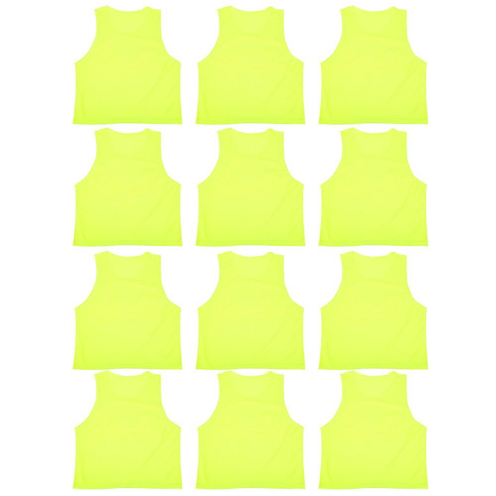 12 SZTUK Mała siatka Dziecięca kamizelka treningowa do piłki nożnej Oddychająca, fluorescencyjna, zielona, dowolny rozmiar