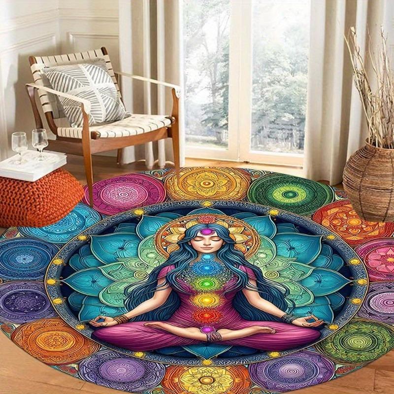 1pc Chakra Meditation Mat Polyester Floor Mat with 7 Chakra Symbols, for Living Room, Bedroom, Home Decor, Yoga Studio Accessory