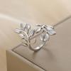 Teamer Leaves Adjustable Rings Gold Color Stainless Steel Open Ring Fashion Jewelry Minimalist Trinket Wholesale 2026 New