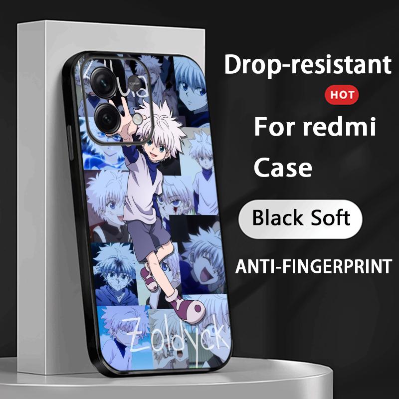Killua Zoldyck Hunters X H Pattern Phone Case For Redmi Note 14 13 12 11 Pro Plus S 5G 14C A3 Soft Black Phone Cover