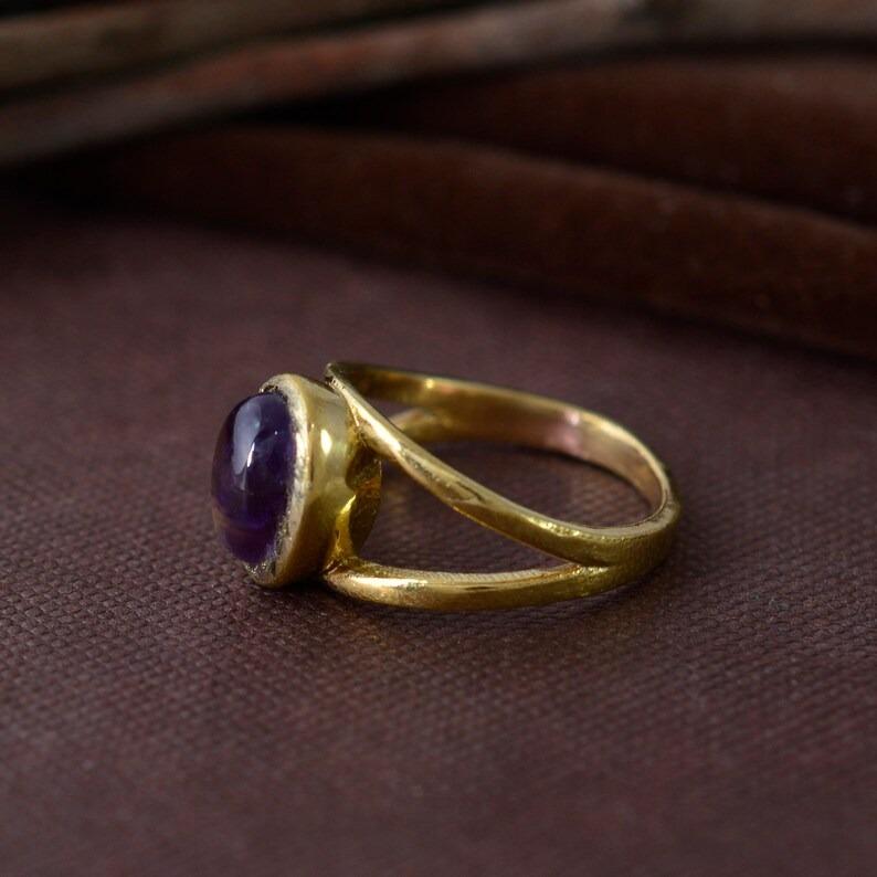 Anillo de piedra preciosa de amatista, anillo de plata de ley sólida 925, anillo hecho a mano, regalo para ella, anillo de apilamiento, anillo de aniversario