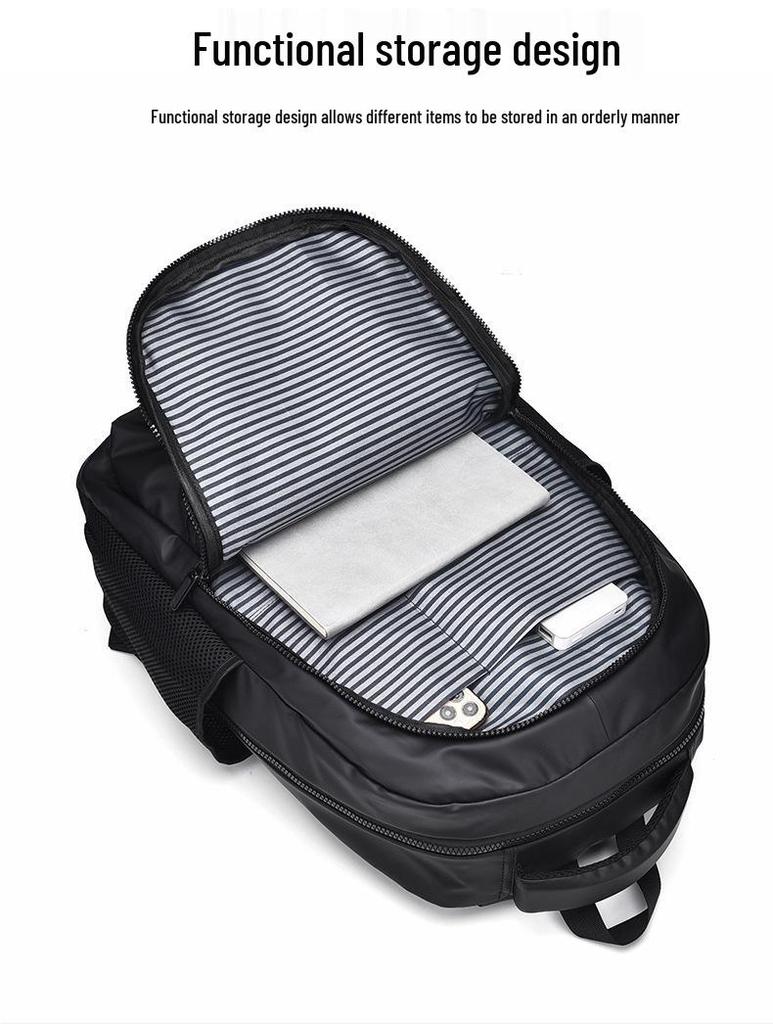 Men's Large Capacity Multifunctional Business Backpack - Nylon, Simple Design for Commuting
