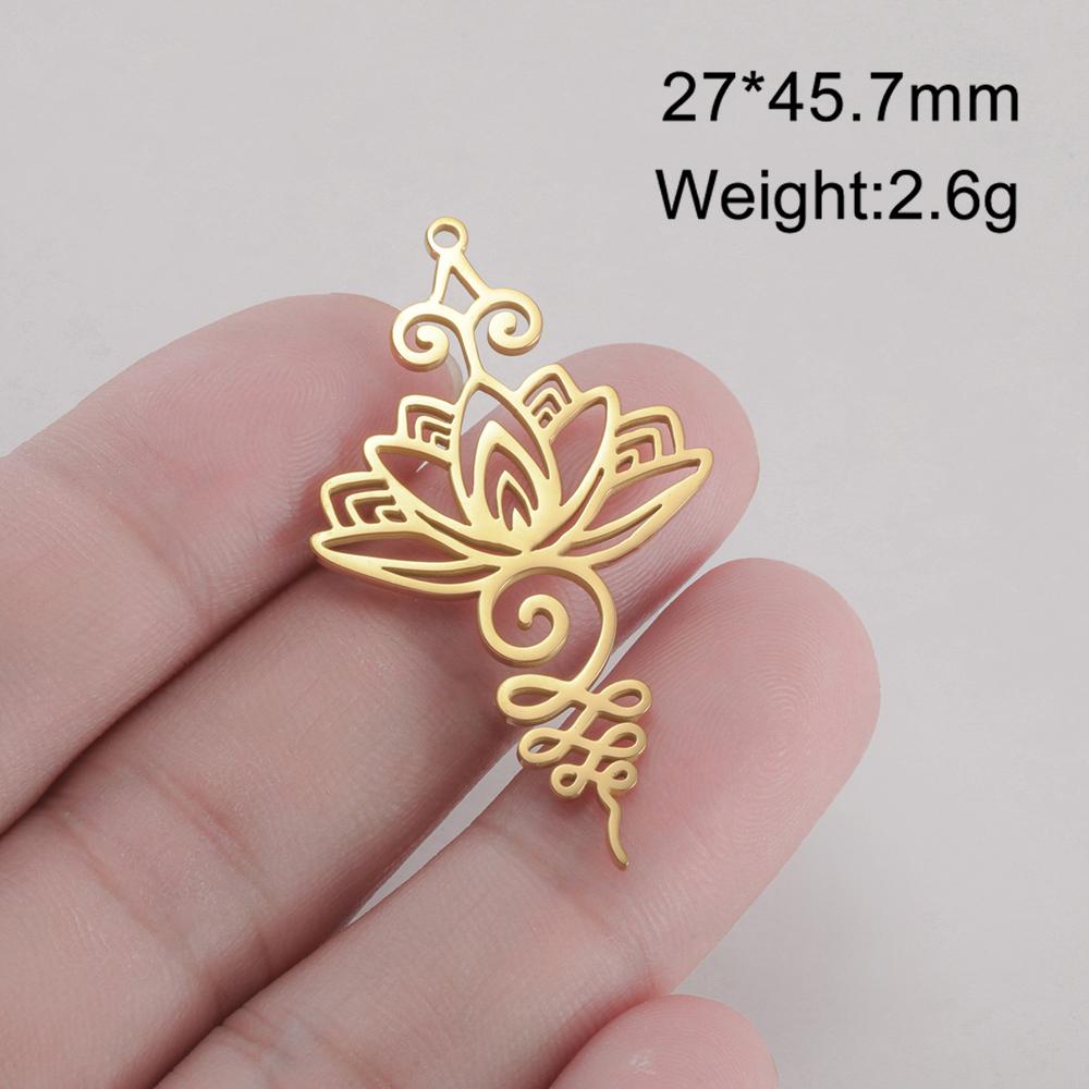 Dawapara Unalome Pendant OM Lotus Flower Charm for Jewelry Making Stainless Steel Spiritual Yoga Symbol Buddhism Accessories
